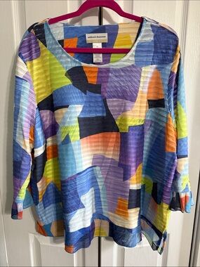 Alfred Dunner Colorblock Abstract Scoop Neck Tunic